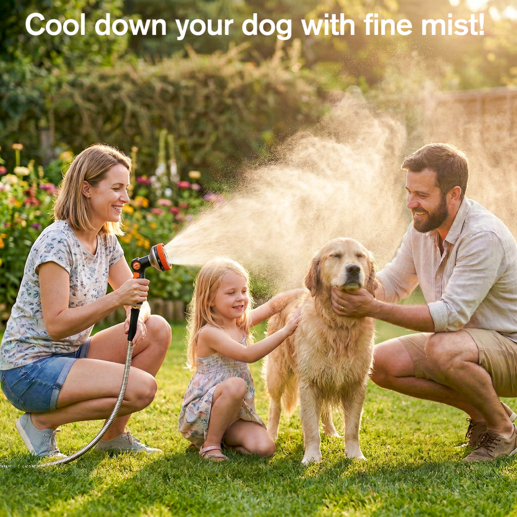 Stainless Steel Garden Hose + 8 Functional Ultra-Wide Nozzle